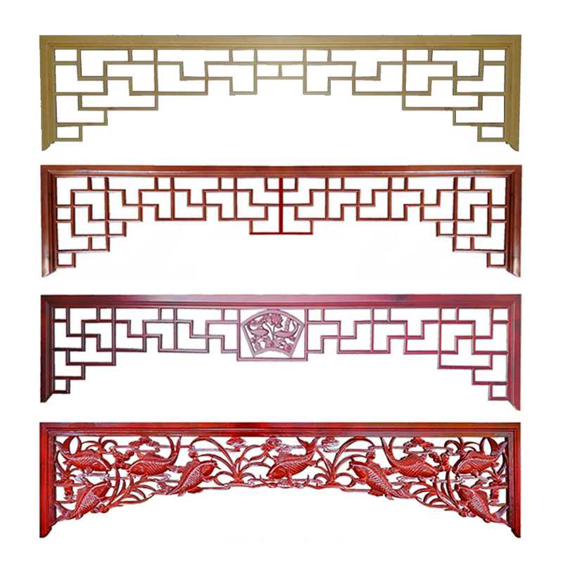 古建凉亭中式实木挂落垭口门楣背景墙花格仿古门窗玄关倒挂楣子