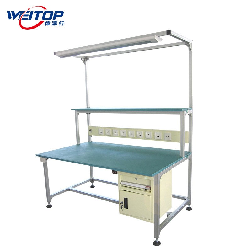 铝型材工作台电子车间装配台带插座灯架防静电流水线工作台