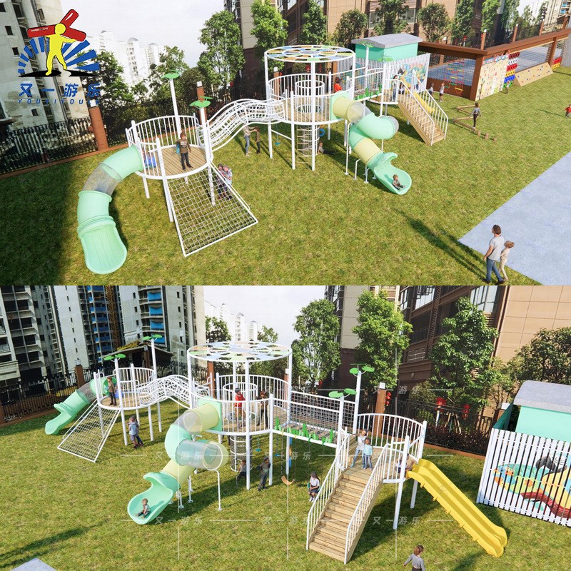 公园景区儿童攀爬钻洞游乐场幼儿园户外大型廊桥栈道滑滑梯设备