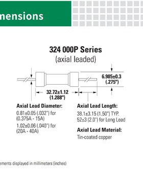 littelfuse0324040.MXP力特 快熔轴向引线式陶瓷管保险丝324040