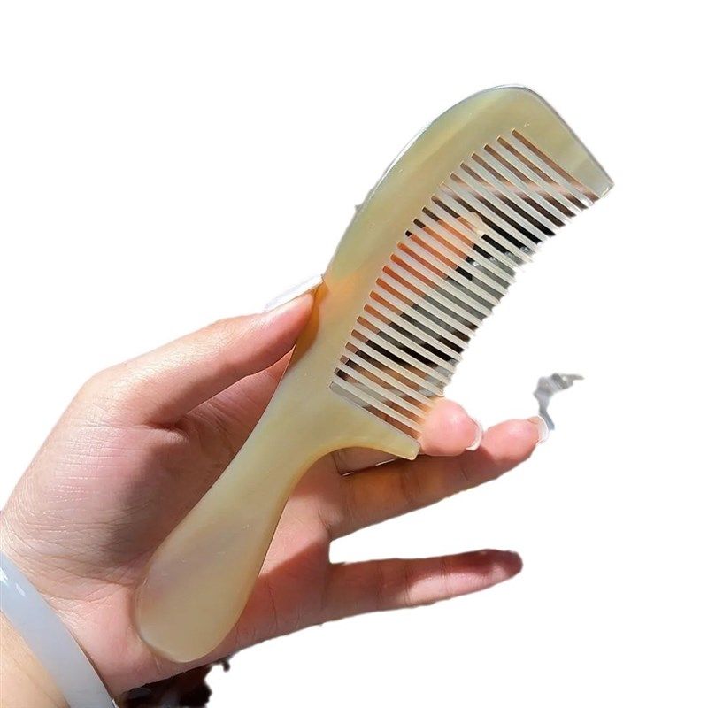 坦桑尼亚护发牦牛角梳圆柄梳子头疗真品头部经络工厂不伤发