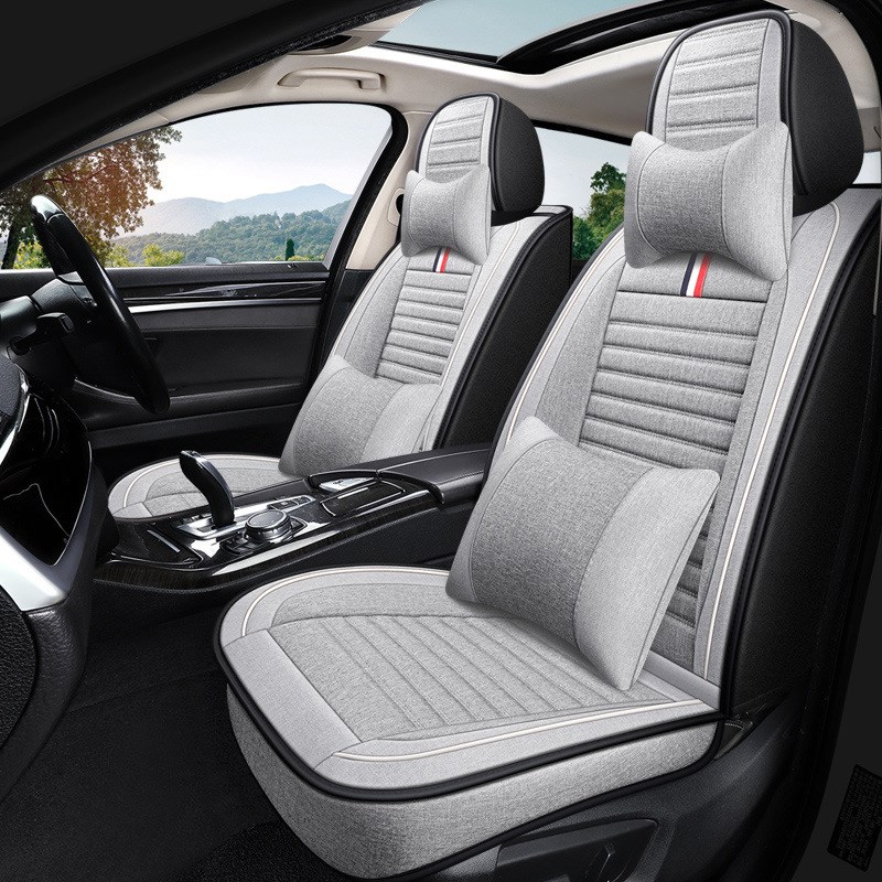 大众卡罗拉标志308全包亚麻汽车坐垫四季适用适用毛绒座套女四季