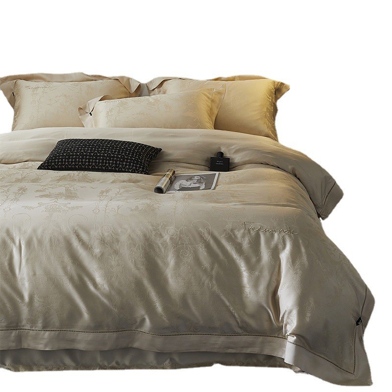 优雅贵气丨丝滑凉爽80支兰精LF天丝提花四件套 美式镂空花边 裸睡