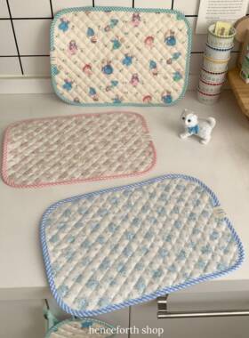 henceforth新款自制绗缝餐垫厨房隔热垫ins夹棉锅垫双面纯棉多色