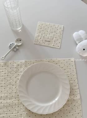 henceforth纯棉纱布波点餐巾桌垫方形杯垫双层柔软吸水盖布ins风