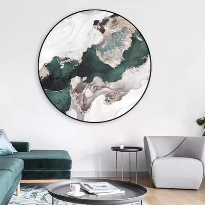 现简代画约HEF客厅圆形装饰玄关柜饭厅挂装画样板房软搭配背景墙