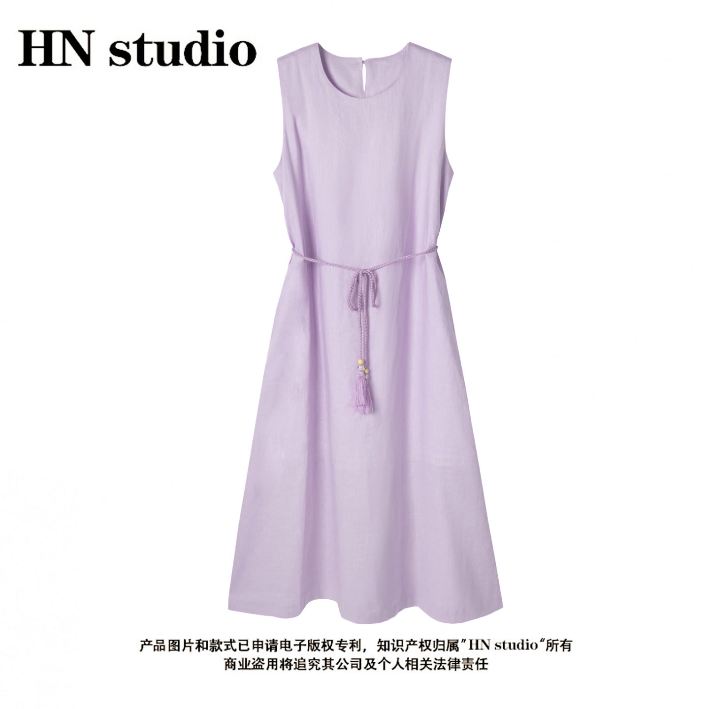夏季宽松百搭背心显瘦长裙连衣裙纯色裙无袖HN84013