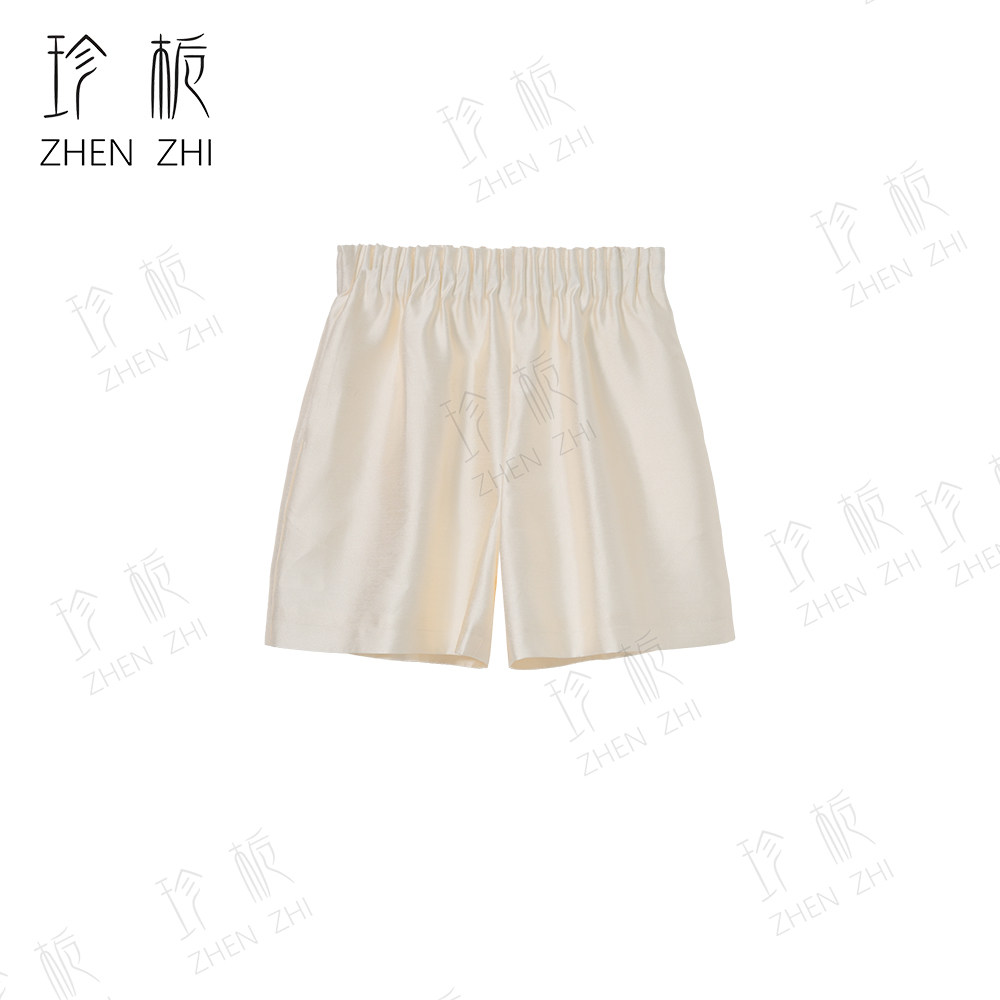 夏季新款直筒女高腰垂坠感显瘦时尚百搭休闲丝毛短裤HN84128