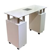 甄选移动款 美甲桌美甲店修甲台带活动轮桌面吸尘器大理石双人美甲