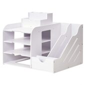 甄选大容量文件架加厚文件收纳盒文件框书架白色简约书架桌面公用