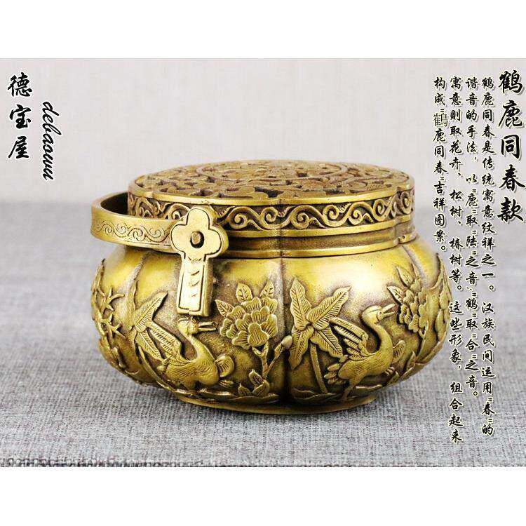 铜香炉JSR铜彷古婆汤子纯铜暖手炉碳铜暖同炉碳火炉鹤鹿春取纯暖