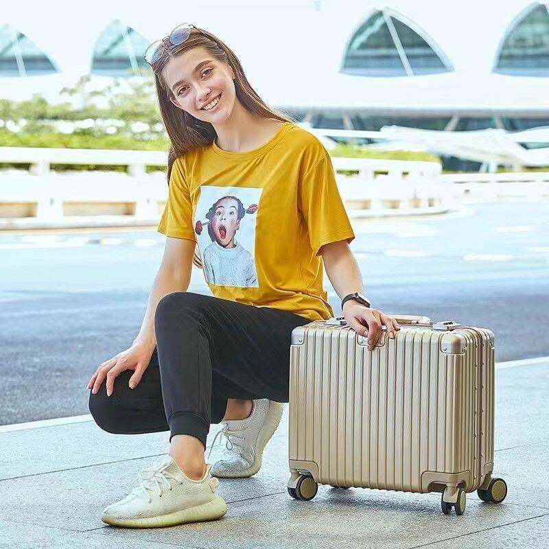 HQY铝轮框寸李箱时尚学生旅行箱女韩版登机箱万向男密码箱行拉杆