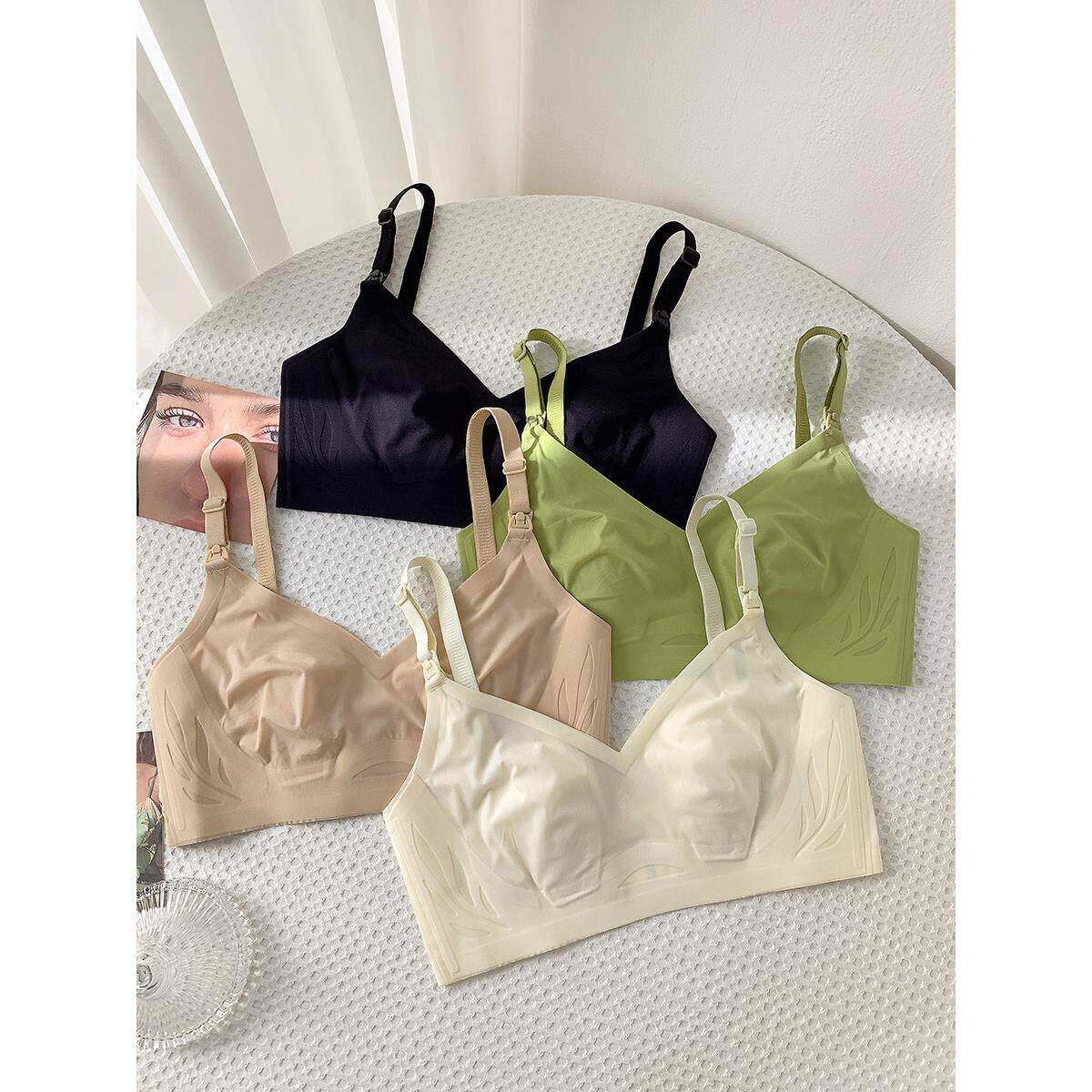 无痕隐形粉液底哺乳孕妇兔耳朵内衣女夏季薄大胸MLU款小哺乳文显