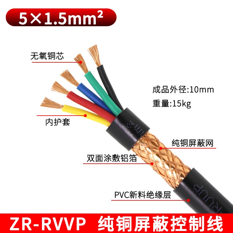 屏蔽线2芯3芯4芯5芯音频信号线0.3/0.5/0.75/1/1.X5平方屏蔽电缆