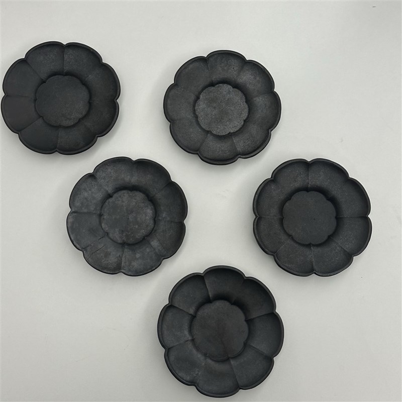 几多黑陶手作小盘子蛋糕盘咖啡垫盘八瓣莲花