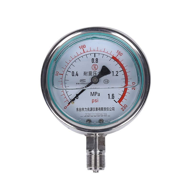 YN100B不锈钢耐震压力表 石油化工电站真空负压表气压表