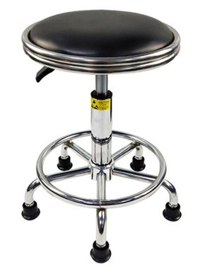 振邦ZB-E03系列钢圈包黑色凳面脚踏圈轮子升降皮革圆凳