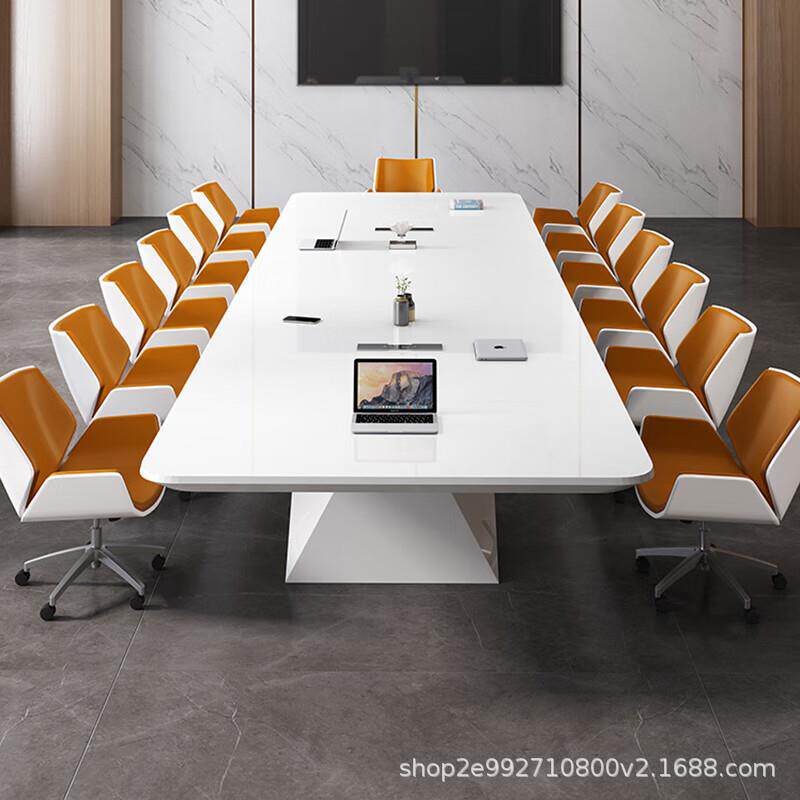 现代简约烤漆会议桌开会洽谈桌办公室大型谈判长桌椅组合厂家直销