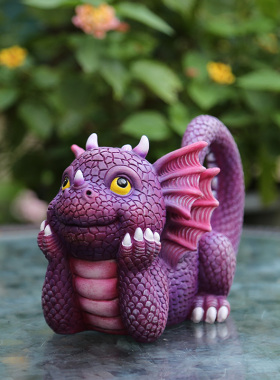 创意可爱卡通小恐龙摆件 花园小摆件庭院装饰小动物树脂工艺品