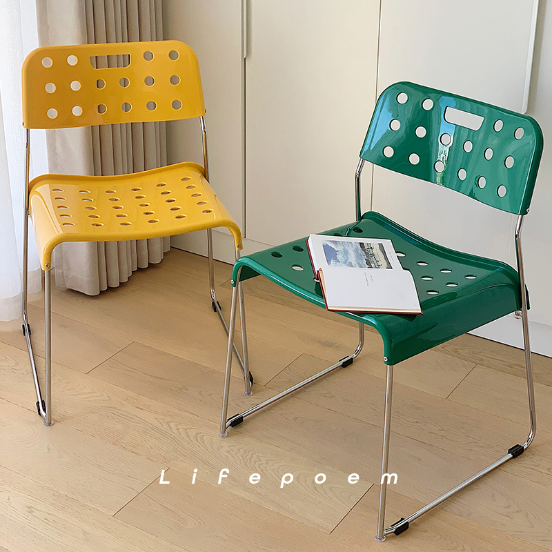 Lifepoem中古风韩国洞洞椅小户型客厅简约咖啡厅无扶手餐椅奶酪椅