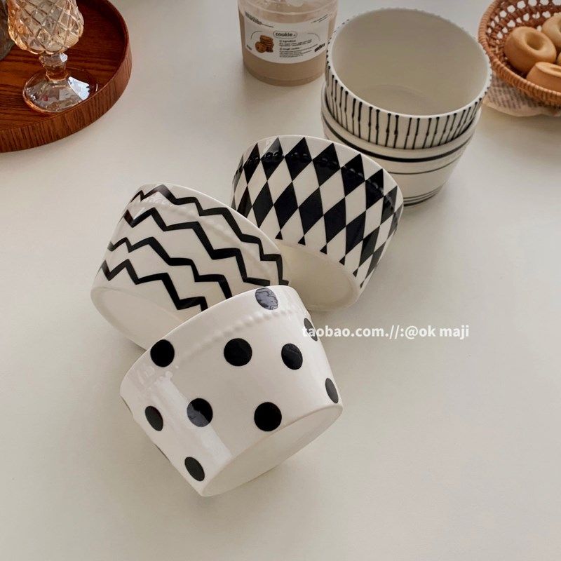 ok maji韩国复古ins风陶瓷餐具米饭碗家用水果沙拉碗喝汤喝粥小碗