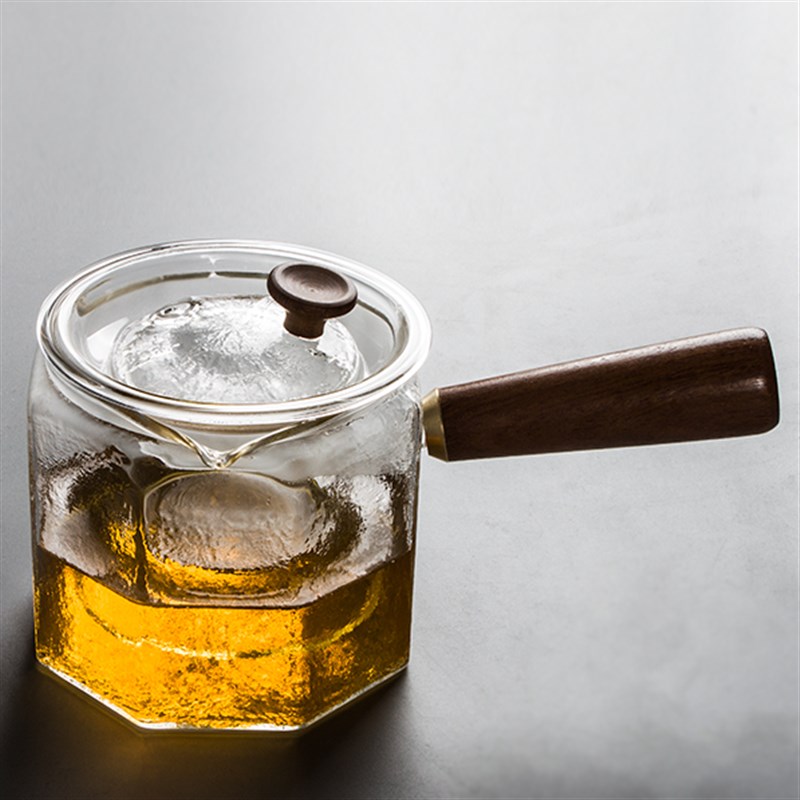 耐高温煮茶壶 耐热锤纹玻璃茶壶花茶壶侧把泡茶壶 功夫茶具过滤壶