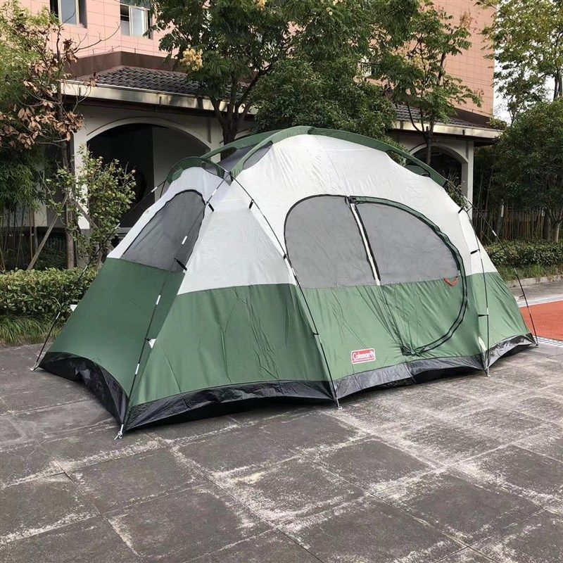 库存处理便携一房户外野营双层防雨防风帐8-10人双人手动大帐篷