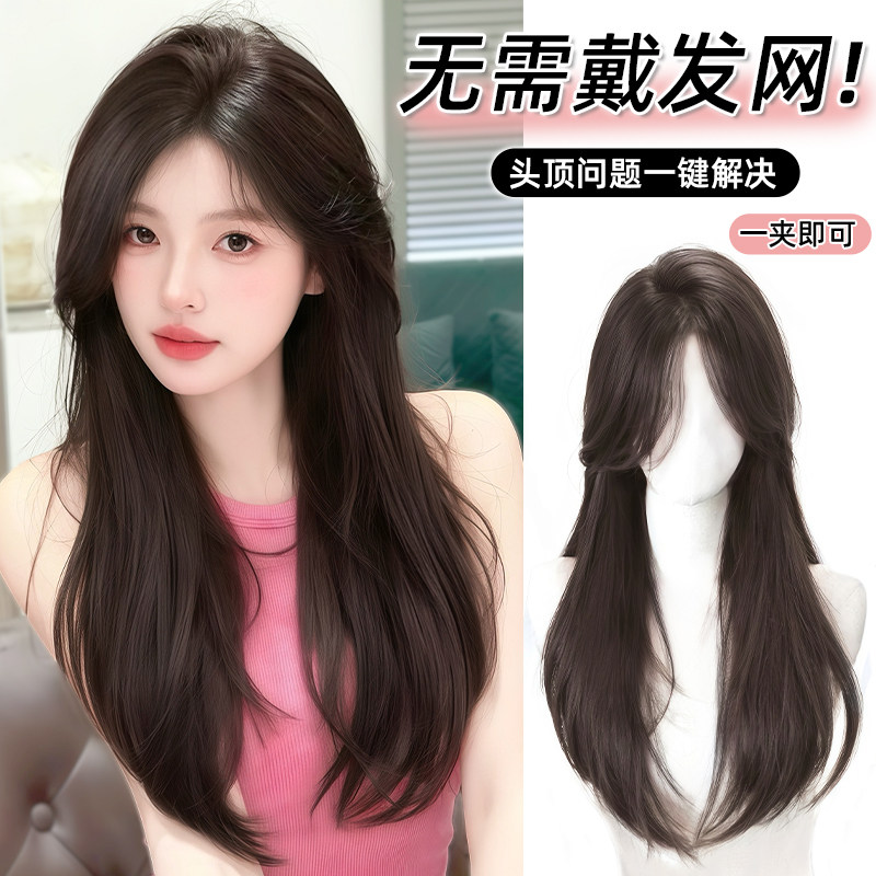 假发刘海女片头顶蓬松增发量不用戴发网自然中分轻V薄高颅顶补发