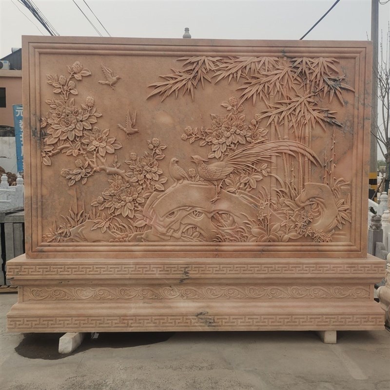 石雕浮雕壁照壁画镂空窗花装饰品墙上挂墙地雕屏风庭院影壁雕花