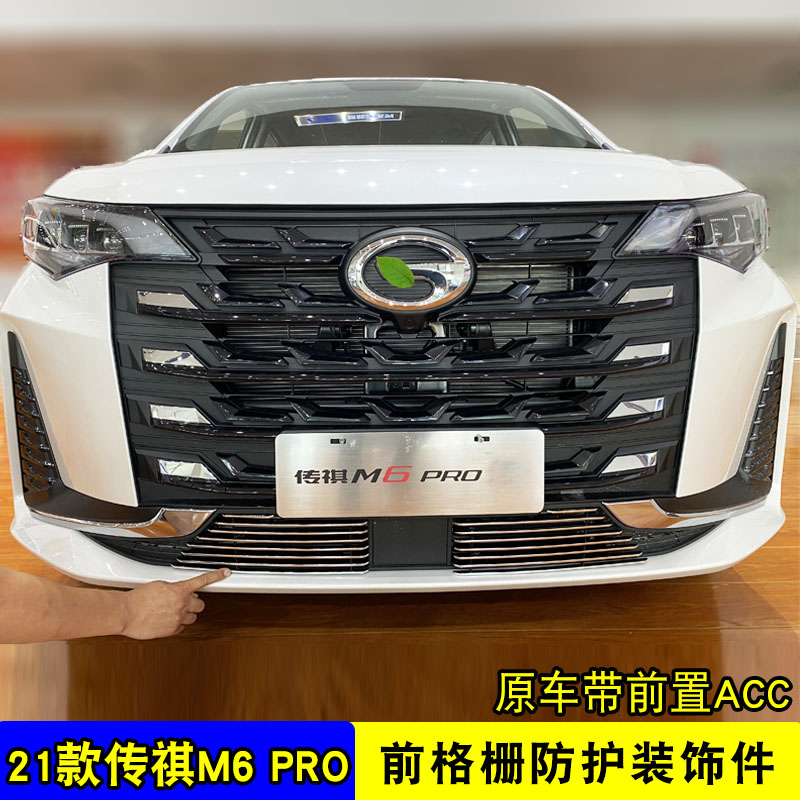 21款传祺M6PRO中网外观改装亮条装饰汽车防虫网前杠防护配件