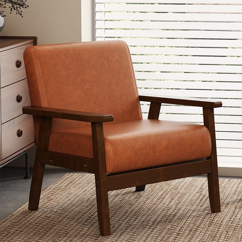 实木单人位沙发椅阳台卧室休闲椅子靠背一桌二椅三件套小户型尺寸