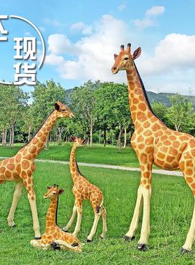 户外玻璃钢大型长颈鹿雕塑仿真公园林景观幼儿园动物落地装饰摆件