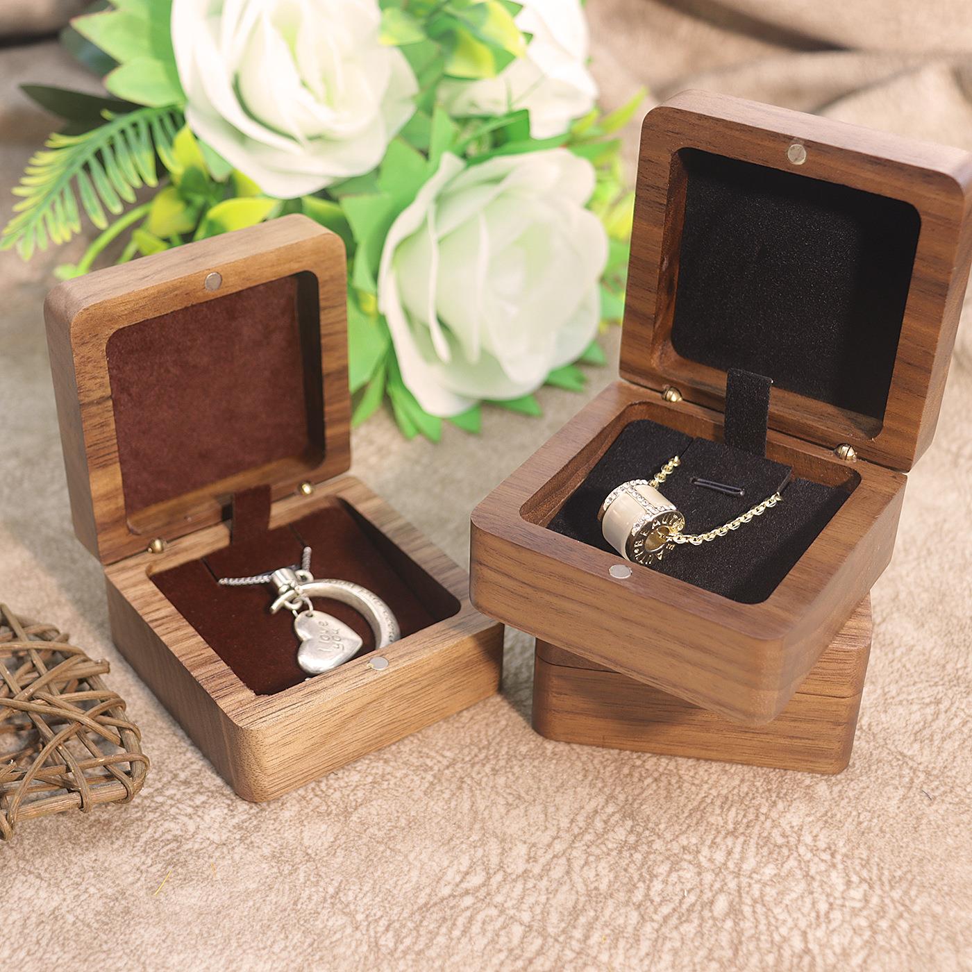 黑胡桃木包装绒布首饰盒饰品盒 时尚手链项链小吊坠盒挂件盒收纳