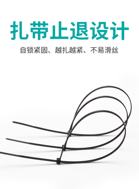 自锁式尼龙扎带3*100mm1000条 小扎带 电线固定塑料扎带 黑/白色