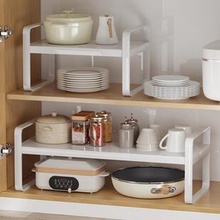厨房柜子收纳分层架整体橱柜内分层隔板家用多功能放碗盘子调料置