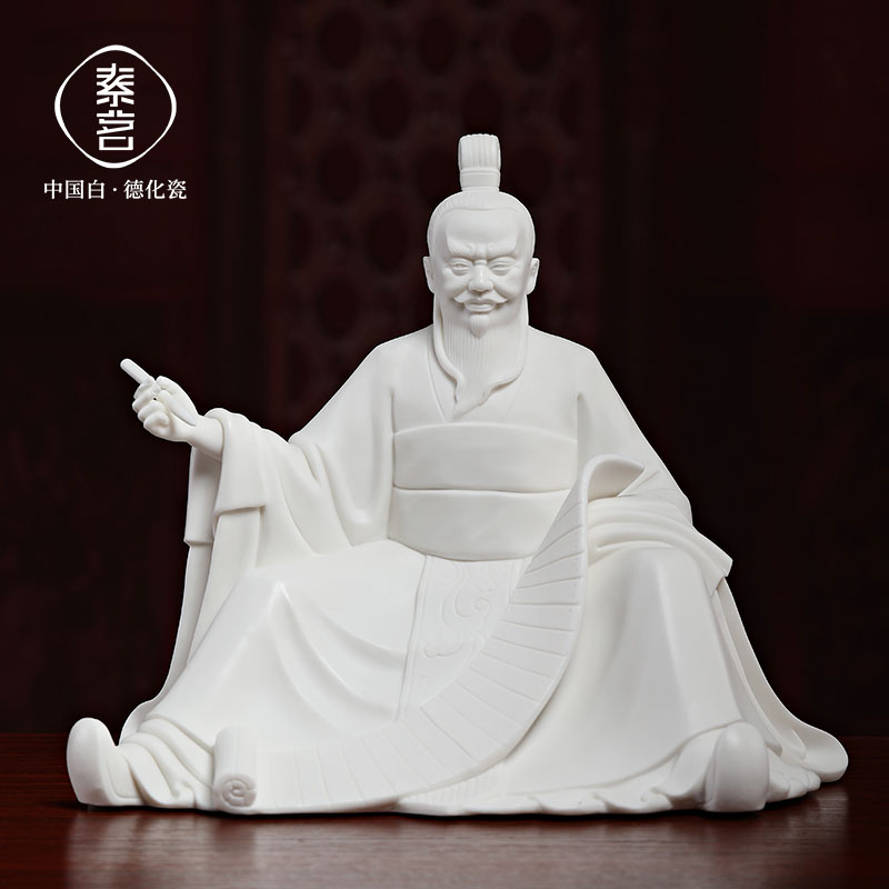 迎财神中式陶瓷《商圣 财神范y蠡》人物白瓷摆件客厅玄关酒柜装饰