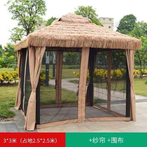 茅草亭户外凉亭庭院遮阳棚雨棚四角亭子室外别墅休闲户外茅草亭子