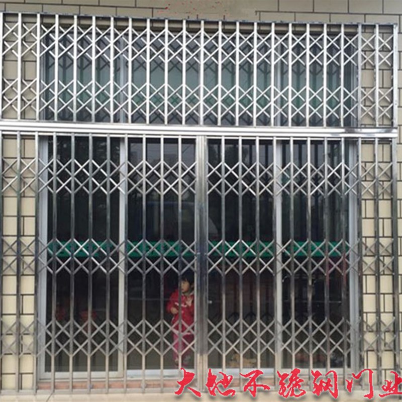 304不锈钢拉闸门伸缩推拉闸v201防盗拉闸通风门栏栅门防护栏折叠