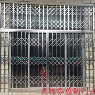 304不锈钢拉闸门伸缩推拉闸v201防盗拉闸通风门栏栅门防护栏折叠