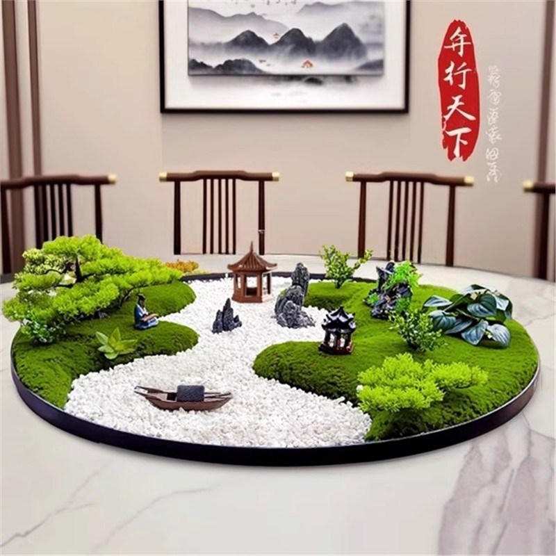 大圆桌中间转盘摆花酒店餐桌摆件中E式桌芯装饰品假花摆设桌花盆