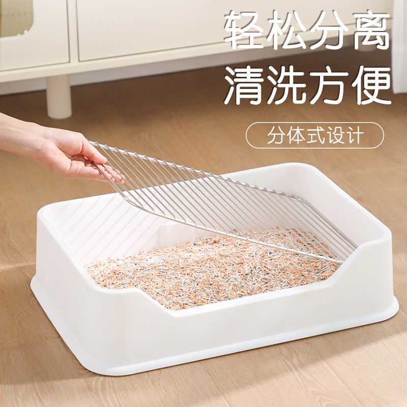 带挡板狗厕所便盆防踩屎狗尿盆不锈钢网架狗砂盆中小型犬狗狗厕所