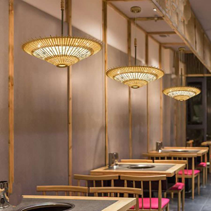 新中式竹艺竹编楼梯吊灯禅意茶室民宿装饰中国风餐厅火锅店酒店