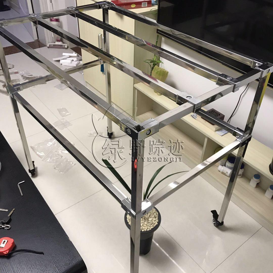 精品202不锈钢方管兰花架方管兰架可调节可移动送托盘万向轮包邮