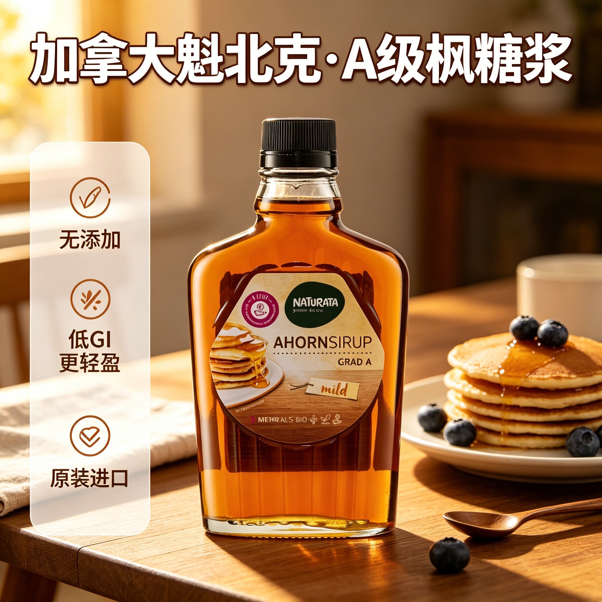 naturata枫树糖浆无麸质低脂代糖断食健康无添加烘焙咖啡糖浆冲饮