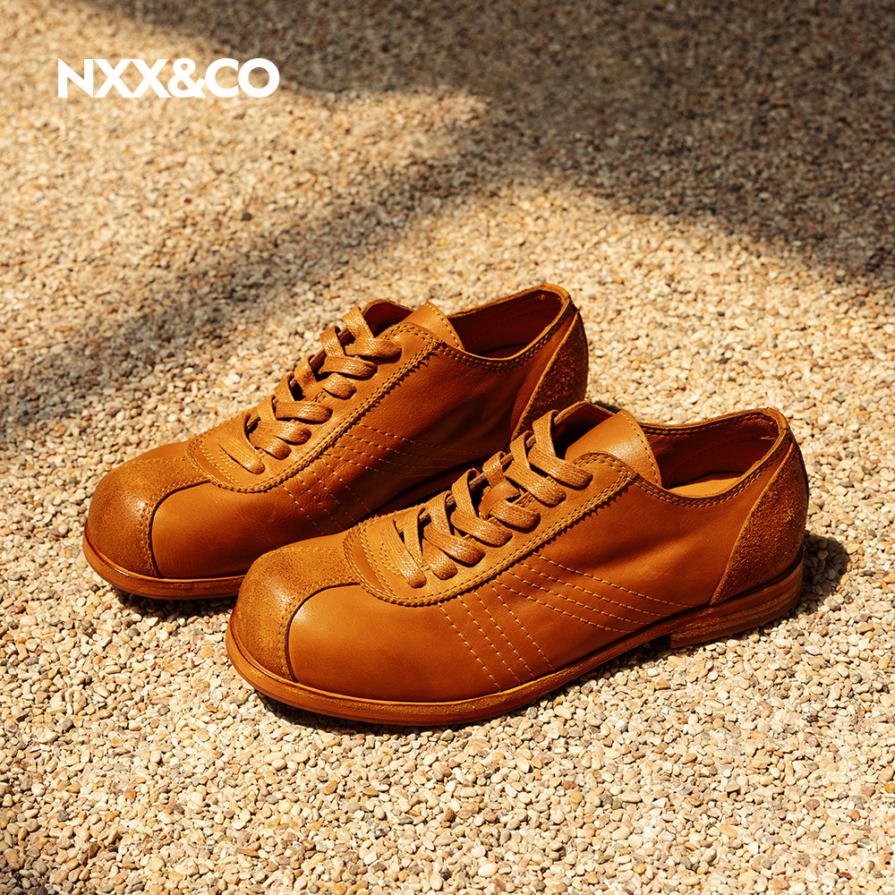 NXX&CO2026年春季新款全皮英伦风平底休闲轻便百搭复古德训鞋
