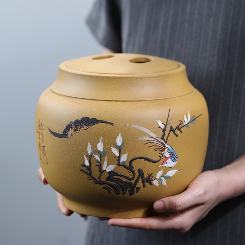 宜兴紫砂茶叶罐大号小号密封散茶罐普洱储存茶桶家用防潮醒茶陶罐