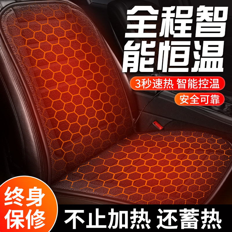 汽车加热坐垫毛绒冬天车载冬季腰靠一体电热毛毛垫子12Zv后座车垫