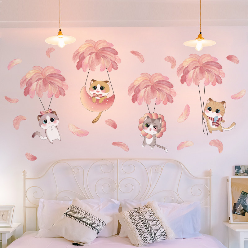 儿童公主房间女生床m头布置卧室墙面墙上装饰品贴纸墙贴画 画自粘