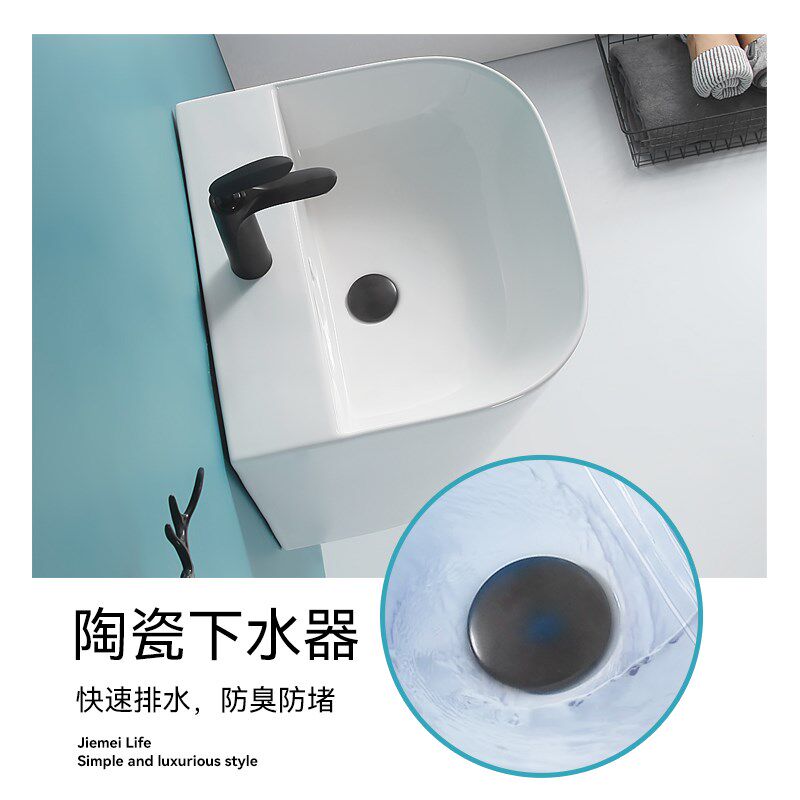 加深小户型挂墙式洗n手盆挂盆陶瓷洗脸盆一体式阳台脸盆洗面卫生