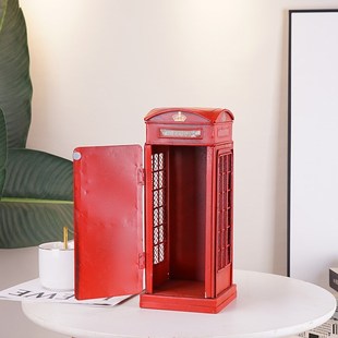铁艺金属英伦电话亭装饰道具摆件工艺品复古风装饰品桌面摆设摆饰